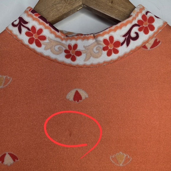 Vintage 1970s Paganne Dress by Gene Berk – Size 14 / M – Coral Floral - Picture 10 of 12
